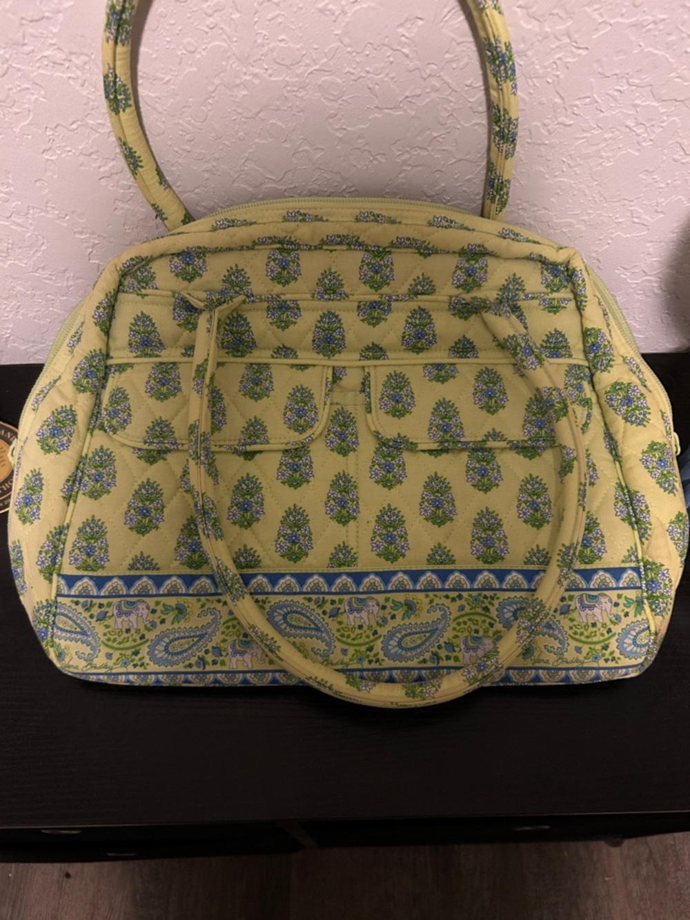 Vera Bradley Yellow Quilted Floral & Paisley Tote